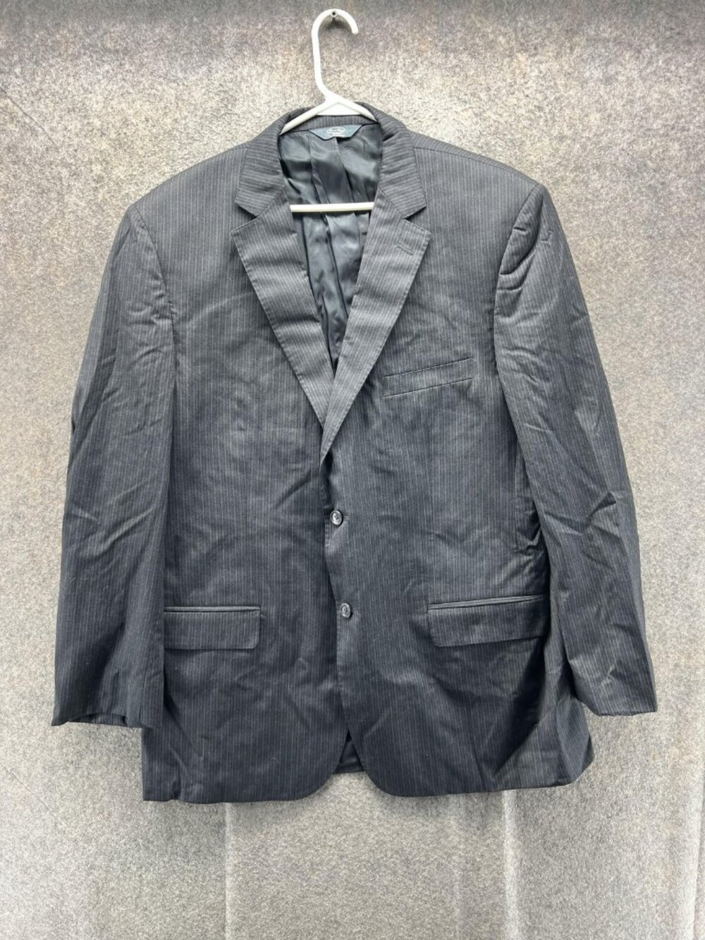 Pronto Uomo Platinum Suit Jacket Mens 46L Gray Pinstripe Wool Single Breasted